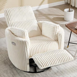 Power Recliner,Nursery Swivel Glider Rocking Chair with USB Port,Upholstered Adult Electric Recliner Rocking Chair with 2 Pillows for Living Room Bedroom (Beige Corduroy, Power-Driven)