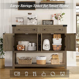 HOSTACK Buffet Sideboard Cabinet with Storage, 47.2‘’ Modern Farmhouse Coffee Bar with 2 Drawers, Barn Doors Console Table with Shelf for Kitchen, Dining Room, Living Room, Entryway (Rustic Brown) HOSTACK