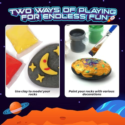 SMILESSKIDDO 2 in 1 Galaxy Rock Painting Kit for Kids - Glow in The Dark Arts and Crafts Kit for Kids Age 8-12 - Creative Art Toys for Painting Rocks with 13 Rocks, DIY Kids Crafts Age 6 7 8  - WoodArtSupply