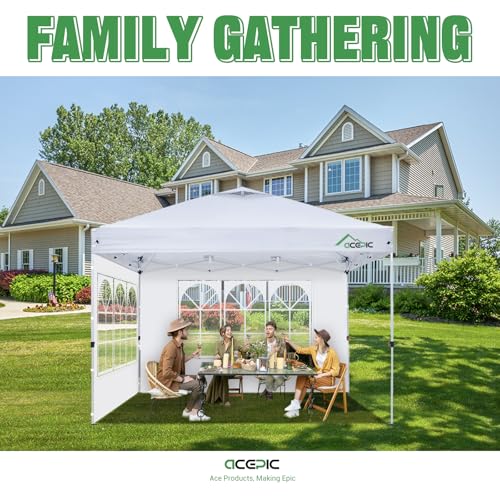 Acepic 2Pcs Instant Canopy Tent Sidewalls for 10x10 Pop-Up Canopy, Garden Gazebo, 210D Oxford Fabric Waterproof, White (Canopy Tent NOT Included) Acepic