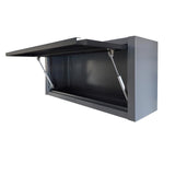JZD Small Metal Wall Mounted Storage Garage Cabinet with Flip Up Door, Black & Grey JZD
