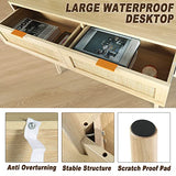 HOPUBUY Console Table Rattan Desk with Drawers, Oak Narrow Sofa Table with Pine Leg, Modern Small Entryway Table for Hallway and Living Room, 39" Rustic Natural HOPUBUY