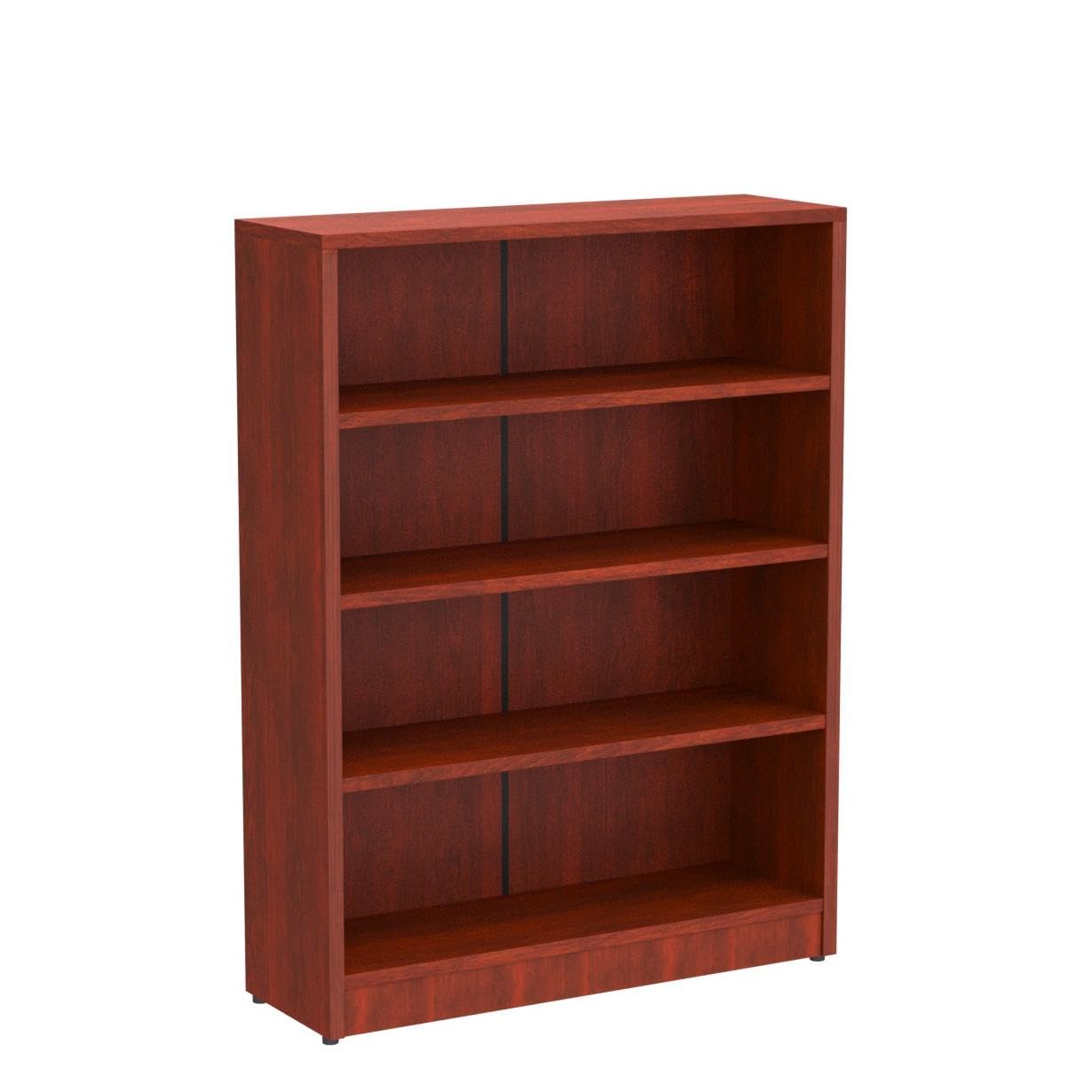 Sunon Cherry 4-Shelf Freestanding Wooden Bookcase for Home and Office - WoodArtSupply