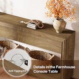 Tribesigns 63" Console Table with 2 Drawers, Farmhouse Entryway Table with Open Storage Shelf, Wooden Sofa Console Behind the Couch for Living Room, Hallway, Foyer, Brown Tribesigns