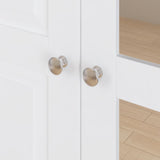 Homsee 4 Doors Armoire Wardrobe Closet with Mirror, Hanging Rod& 6 Drawers, Bedroom Armoires Cabinet with 4 Tier Adjustable Shelves, White (63”W x 19.7”D x 78.7”H) Homsee