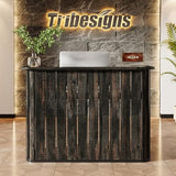 Tribesigns 63-Inch Reception Desk with Counter, Modern U-Shaped Front Desk with Private Panel, Retail Checkout Counter Table for Lobby, Salon, Reception Room, Office, Dark Grey Tribesigns