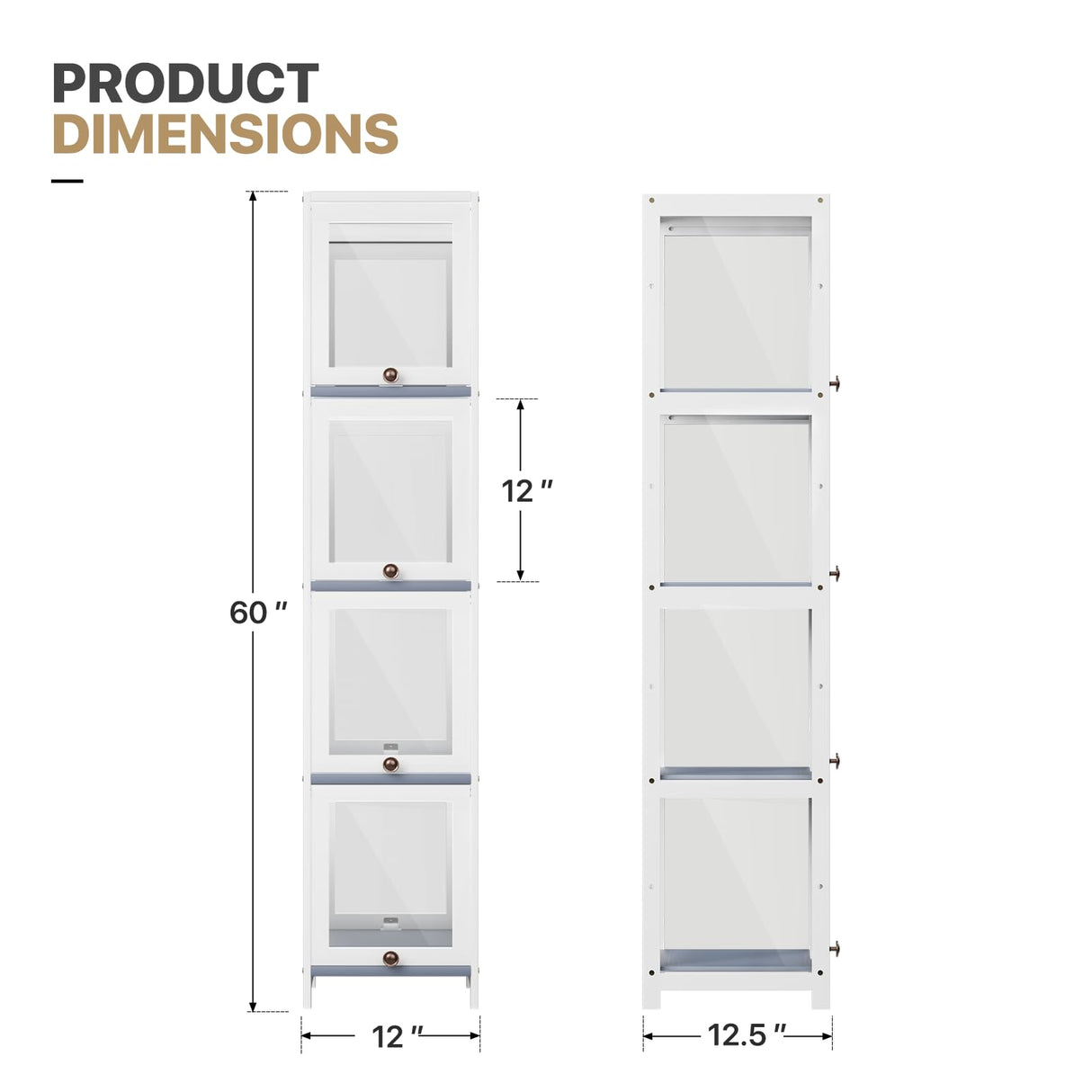 MoNiBloom 60" Tall Slim Narrow Clear Display Cabinet with Acrylic Door Curio Cabinet Display Case Corner Shelves Collection Display Case, White MoNiBloom