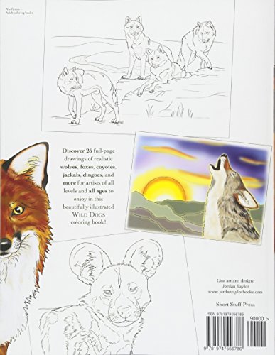 Wild Dogs: Adult Coloring Book of Realistic Wolves, Foxes, Coyotes, and Other Wild Canines WoodArtSupply