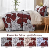 Luxudecor Floral Quilt Set Queen 3 Pieces Red Flower Quilt Coverlet Set with 2 Pillow Cases, Lightweight Soft Microfiber Reversible Boho Bedspread for All Seasons 96"x90" Luxudecor