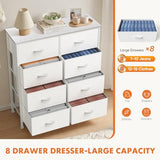 Atilioo Dresser for Bedroom with 8 Drawers, Anti-Tip Tall Fabric Chests Storage Organizer Tower Furniture with Wooden Top Metal Frame for Clothes, Closet, Living Room, Hallway, Entryway Atilioo