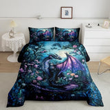 Feelyou Dragon Comforter Set Twin Size Comforter for Boys Girls Teens Wild Life Bedding Set Jungle Dragon Duvet Set Room Decor Balck Blue Quilt Set Feelyou