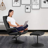 WATERJOY Swivel Recliner Chair, PU Leather Lounge Armchair Recliner, 360 Degree Swivel Overstuffed Padded Seat Chair with Footrest Stool Ottoman Set for Office Living Room Black