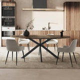 59-Inch Extendable Round Dining Table for Dining Room, 4-6 People Large Expandable Kitchen Dinner Tables with Oval Wood Top and Industrial Metal Frame for Dinner Room, Small Space, Black Brown Epecoya