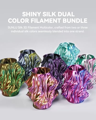 SUNLU 3D Printer Filament Bundle, Silk Filament Multicolor, Individually Vacuum Packed, Dual Color*5, Triple Color *3, 2kg in Total SUNLU