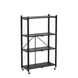 JOYBOS 4-Shelf Foldable Storage Shelves with Wheels, Heavy Duty Metal Shelving, No Assembly Organizer Wire Shelf Rack for Garage Kitchen, Basement, Pantry, Holds up to 1000 pounds… JOYBOS
