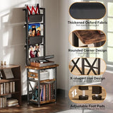 Homeiju Record Player Stand with Power Outlet, 6 Tier Vinyl Record Display Shelf, Record Player Table with album storage up to 200 Albums, Console Organizer Display Shelf, Gifts for Music Lovers Homeiju