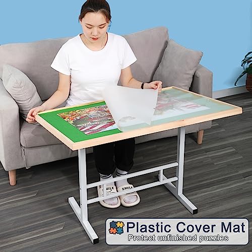 BittPicc Puzzle Table 1500 Pieces Wooden Jigsaw Puzzle Table with Legs Height Adjustable & Angled Tiltable Puzzle Tables for Adults Folding Puzzle Board Table - WoodArtSupply