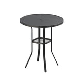 VICLLAX 35.5" Round Outdoor Bar Table, Bar Height Patio Table with Adjustable Umbrella Hole for Balcony, Black VICLLAX