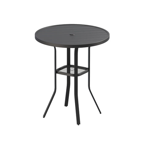 VICLLAX 35.5" Round Outdoor Bar Table, Bar Height Patio Table with Adjustable Umbrella Hole for Balcony, Black VICLLAX