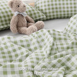 Andency Sage Gingham Comforter Set Full(79x90Inch), Green Checkered Grid Plaid Buffalo Bed Set for Girls Boys Kids Teens, 3 Pieces Lightweight Microfiber Geometric Preppy Bedding Andency