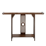 SanBouSi 2-Tier Bamboo Sofa Console Table, 40 Inch Vintage Chinese Country Entry Table Narrow Entryway Table for Entryway, Living Room, Hallway, Brown SanBouSi