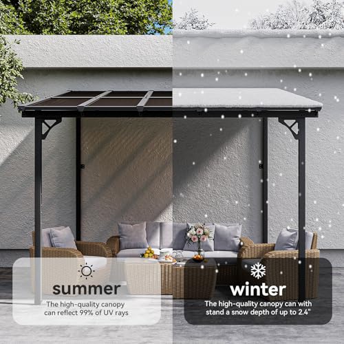 Aoxun 8' x 10' Gazebo for Patio, Gazebo Pergola with Sloped Roof, Large Wall-Mounted Heavy Duty Awnings, for Backyard, Deck, Patio - WoodArtSupply