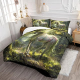 Ydtwnyq Bedding Twin Size Comforter Set Lightweight for Summer Duvet Set Green 3 Pieces (1 Quilt and 2 Pillowcases) Ethereal Single Horn Horse Quilt for Kids Adults Ydtwnyq