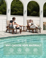 SUUNYN Chaise Lounge Outdoor, Lounge Chair Outdoor with Wood Texture, Adjustable 5-Position Backrest, HDPE Lounge Chair with Wheels & Cup Holder for Pool Deck Backyard, Teak