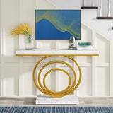 LITTLE TREE 41-Inch Modern Console Table, Gold Entryway Table for Living Room, Hallway, Entry, Gold + White LITTLE TREE