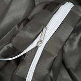 RevenRella 3 Piece Satin Duvet Cover Set Bedding Sets Italian Style 1800 Series Luxury Rich Silk Silky Super Soft Stripes Hidden Zipper Closure Reversible Wrinkle Free Honeymoon(Grey, King) RevenRella