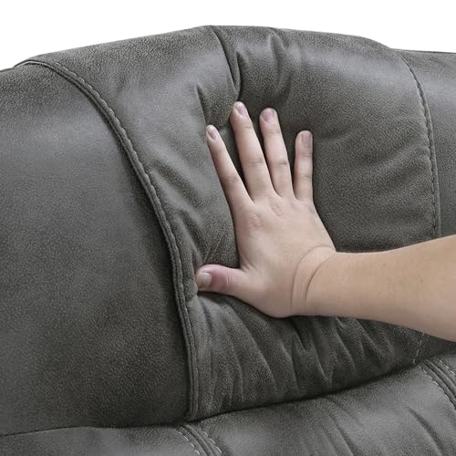 Lexicon Manual Recliner Chair, Home Theater Seating Recliner Armchair, Polished Microfiber Wall Hugger Manual Reclining Sofa Chair for Living Room/Office/Apartment, Dark Gray Lexicon