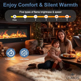 DUMOS 42 Inch Electric Fireplace Wall Mounted/Recessed/Free Standing Space Heater with Remote Control Adjustable Flame Colors Touch Screen Energy Saving, Black DUMOS