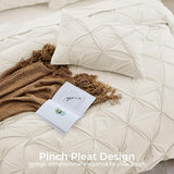 Sasttie Queen Comforter Set, 7-Piece Bed in a Bag, Pintuck Bedding Sets for All Season, Includes Comforter, Flat Sheet, Fitted Sheet, Pillowcases and Pillowshams, Beige Sasttie