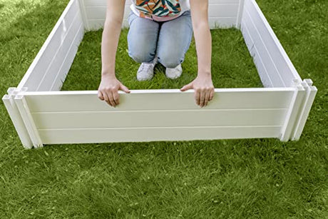Vita Classic 4'X4'x11 Vinyl Raised, White VT17108 x 4ft Modular Garden Bed, 11" H Vita