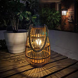 Outdoor Solar Lantern Hanging Lights - Natural Rattan Solar Lantern with Handle, Large Waterproof Led Decorative Garden Lights, Bright Rattan Solar Table Lamp for Yard Patio Wedding Home Decoration HERJIATK
