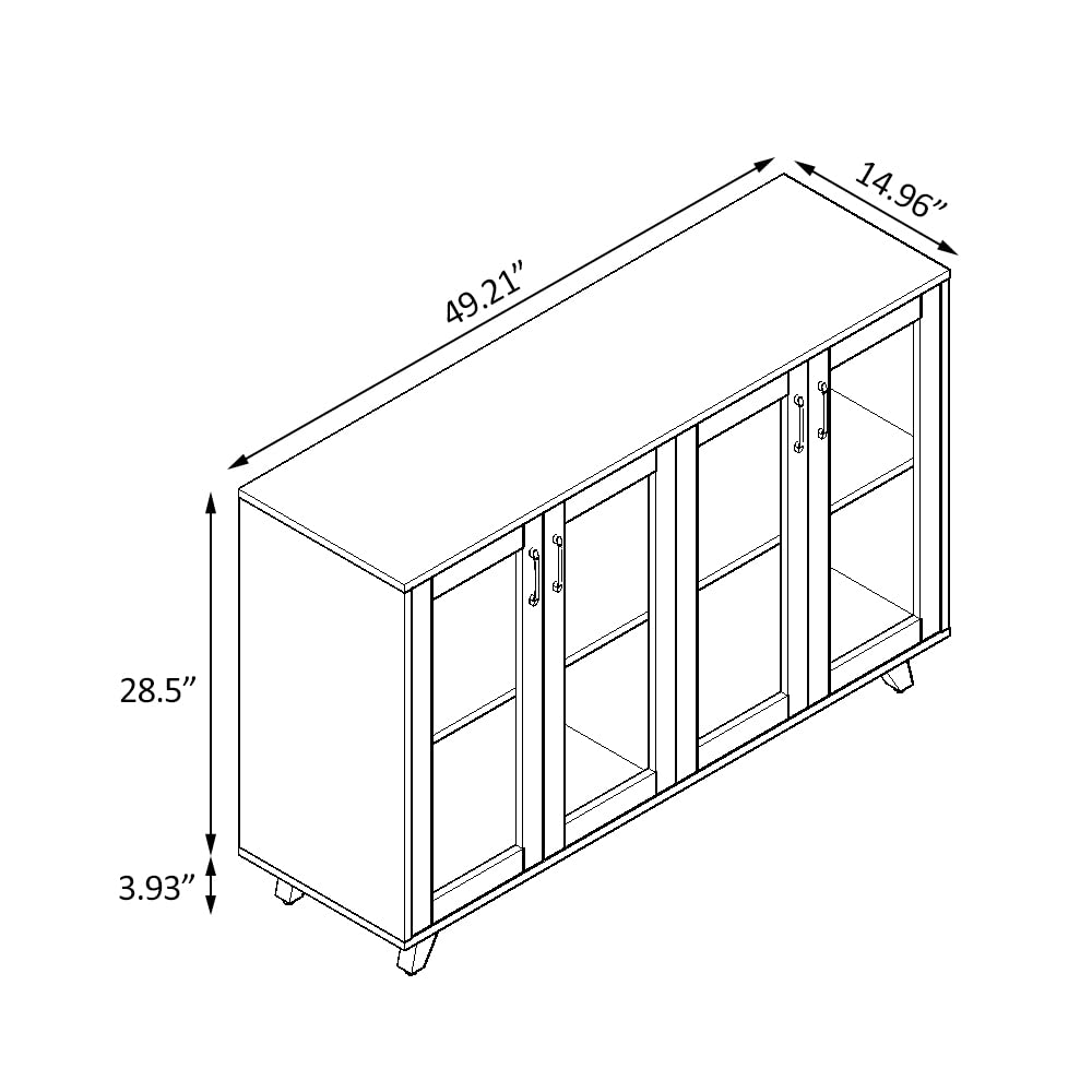 Panana Kitchen Buffet Server Table Accent Sideboard Cupboard Server Buffet Console Table with Doors Cabinet (49inch, Black) Panana
