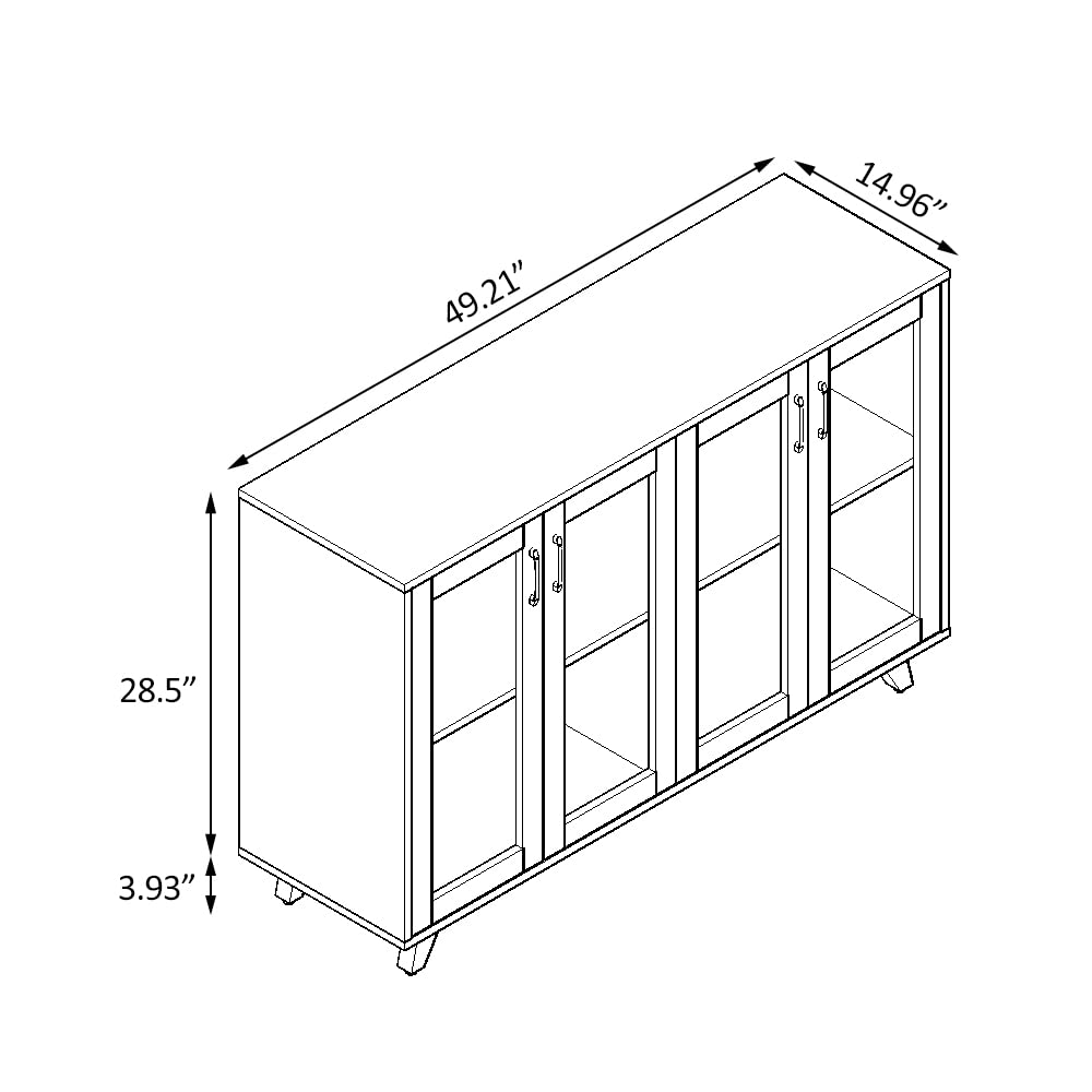 Panana Kitchen Buffet Server Table Accent Sideboard Cupboard Server Buffet Console Table with Doors Cabinet (49inch, Black) - WoodArtSupply