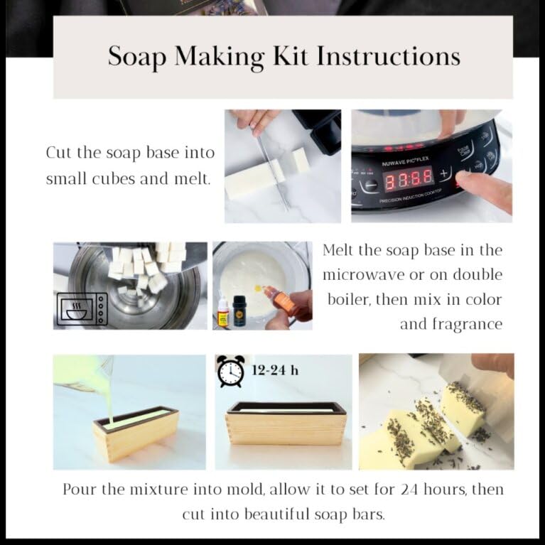 Wallace & Williamson DIY Soap Making Kit with Melt & Pour Base, Cutting Box, Molds, Fragrances, Flowers Silicone Molds - for Adults & Kids Craft Wallace & Williamson