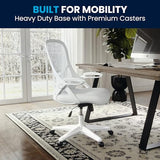 Flash Furniture Porter High-Back Swivel Office Chair with Adjustable Lumbar Support and Height, Ergonomic Mesh Desk Chair with Flip-Up Armrests, White Flash Furniture