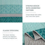 Cottolester Teal Quilt Set Full Size,Striped Plaid Bedspread,Blue Boho Bedding Set Soft Microfiber Quilt for Teens Boys Adults 78"x90" Cottolester