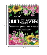 ColorIt Colorful Flowers Volume 2 Wildflowers, Gardens, and Bouquets Adult Coloring Book, 50 Original Designs, Thick Paper, Spiral Binding, USA Printed, Lay Flat Hardback Book Covers, Blotter Paper ColorIt