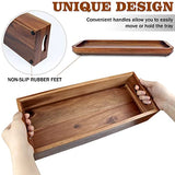 Handcrafted Acacia Wood Toilet Tank Basket Topper & Vanity Tray Set by Demigo Demigo