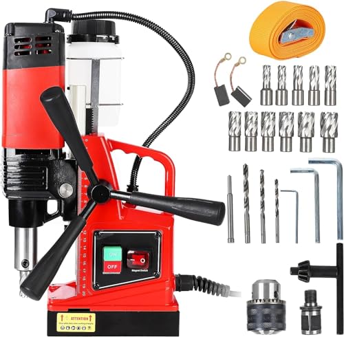 Portable Electric Mag Drill Press - Powerful 2922lbf, 1100W, 1.6" Boring Diameter, Variable Speed, 550RPM. - WoodArtSupply