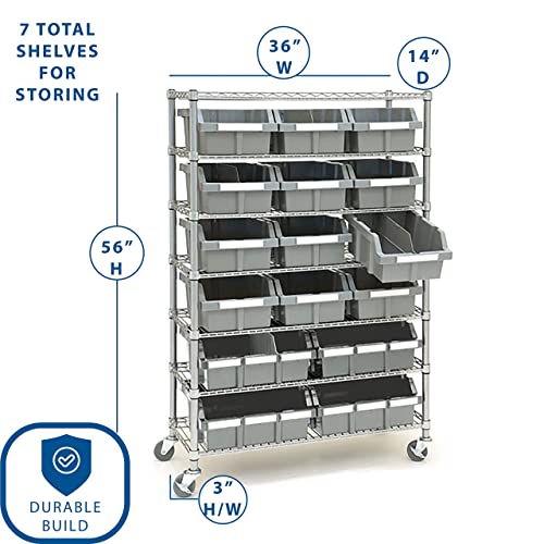 Seville Classics Heavy Duty NSF Bin Rack Solid Steel Wire Shelving Storage Unit, Patented Organizer for Garage, Warehouse, Office, Restaurant, Seville Classics