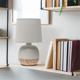 Simple Designs LT2078-LWG Petite Mid Century Table Lamp, Light Wood and Light Gray Simple Designs