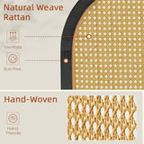 ALeesing 4 Panel Room Dividers and Folding Privacy Screens, Hand-Made Rattan Room Divider with Bi-Directional Hinge, Pre-Assembled Wood Room Divider Wall for Home Office Bedroom, Black ALeesing