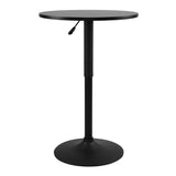 NOBPEINT Round Pub Table, Height Adjustable Bar Table 25-35 inches, 360 Swivel Black Table Top, with Black Chassis NOBPEINT