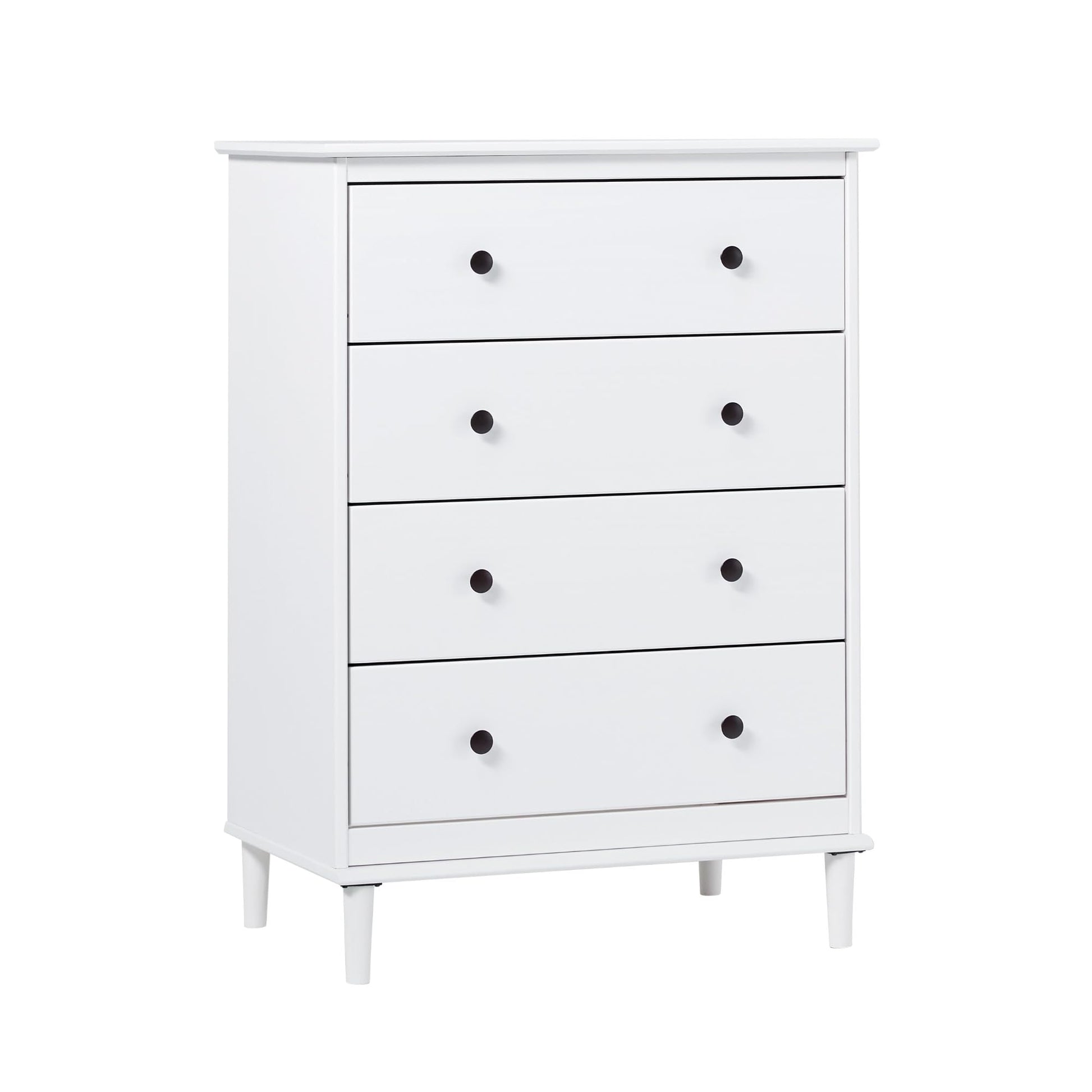 Walker Edison Modern Tall 4 Solid Wood Dresser Bedroom Storage Drawer Organizer Closet Hallway, 40 Inch, White-T - WoodArtSupply