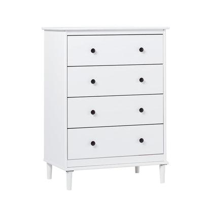 Walker Edison Modern Tall 4 Solid Wood Dresser Bedroom Storage Drawer Organizer Closet Hallway, 40 Inch, White-T - WoodArtSupply