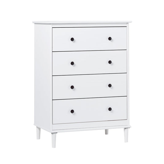 Walker Edison Modern Tall 4 Solid Wood Dresser Bedroom Storage Drawer Organizer Closet Hallway, 40 Inch, White-T - WoodArtSupply